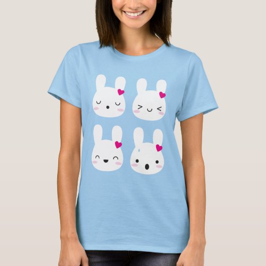 Kawaii Bunny Emotions T-Shirt (Vorderseite)