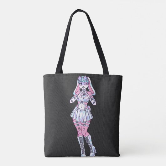 Kawaii Bunny Girl Pastel Furry Tote Bag Tasche (Rückseite)