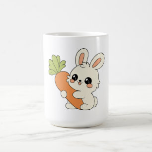 Kawaii-Bunny-Häschen-Keramikbecher mit Karotte Kaffeetasse