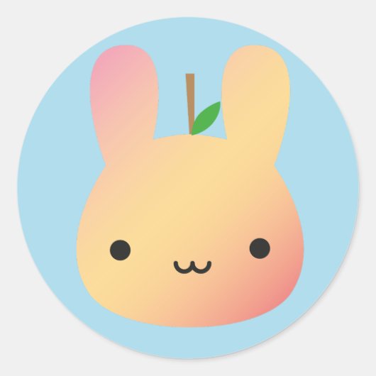 Kawaii Bunny Obst und Gemüse - Pfirsich Runder Aufkleber (Vorderseite)