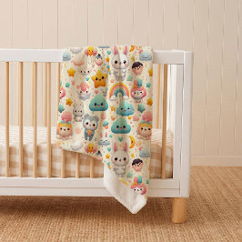 Kawaii Bunny Pastel Whimsical Cozy Sherpa Blanket Sherpadecke
