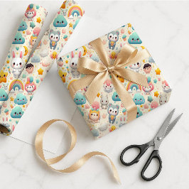 Kawaii Bunny Pastel Whimsical Gift Wrapping Paper Geschenkpapier