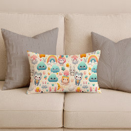 Kawaii Bunny Pastel Whimsical Nursery LumbarPillow Lendenkissen