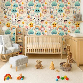 Kawaii Bunny Pastel Whimsical Nursery Wallpaper Tapete