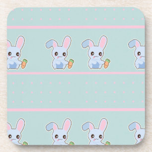 Kawaii Bunny Pink Minze Accessoires personalisiert Getränkeuntersetzer