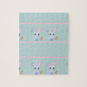 Kawaii Bunny Pink Minze Accessoires personalisiert Puzzle