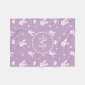 Kawaii Bunny Rabbit Pastel Lila Muster Monogram Fleecedecke (Vorderseite (Horizontal))