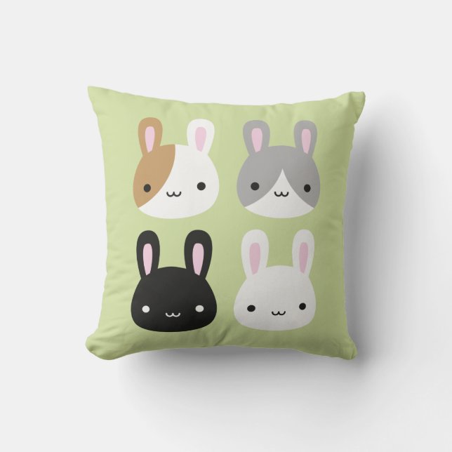 Kawaii Bunny Rabbits Reversible Kissen (Vorderseite)