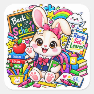 Kawaii Bunny Ready Set Learn Aufkleber