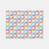 Kawaii Bunny Squares Fleecedecke (Vorderseite (Horizontal))