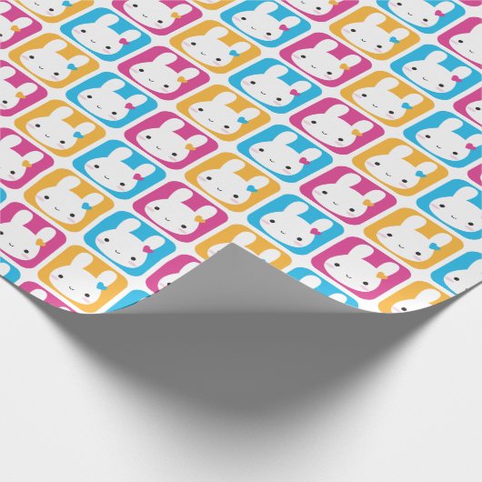 Kawaii Bunny Squares Geschenkpapier (Ecke)