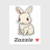 Kawaii Bunny Sticker - Fluffy White Rabbit Vinyl (Blatt)