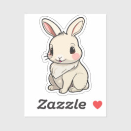 Kawaii Bunny Sticker - Fluffy White Rabbit Vinyl