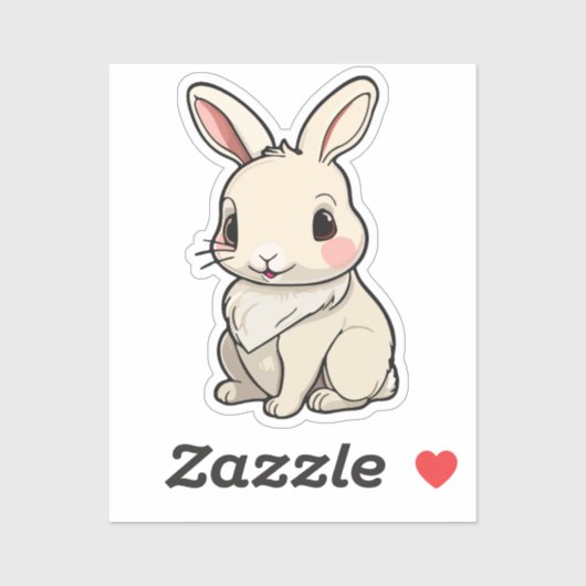 Kawaii Bunny Sticker - Fluffy White Rabbit Vinyl (Blatt)