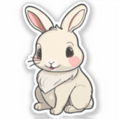 Kawaii Bunny Sticker - Fluffy White Rabbit Vinyl (Vorderseite)