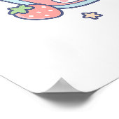 Kawaii Bunny Strawberry Drink Poster (Ecke)