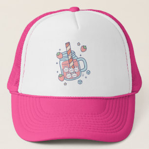 Kawaii Bunny Strawberry Drink Truckerkappe