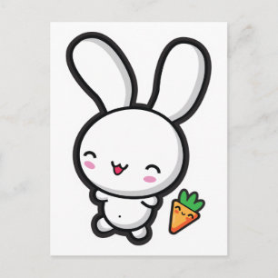 Kawaii Bunny und Carrot Postkarte