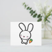 Kawaii Bunny und Carrot Postkarte (Stehend Vorderseite)