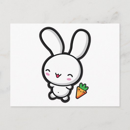 Kawaii Bunny und Carrot Postkarte (Vorderseite)