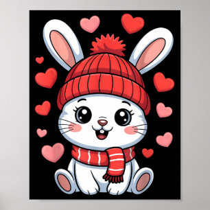 Kawaii Bunny Valentinstag Herzen Winter Schal Poster