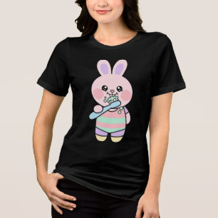 Kawaii Bunny Zähneputzzeit Tri-Blend Shirt
