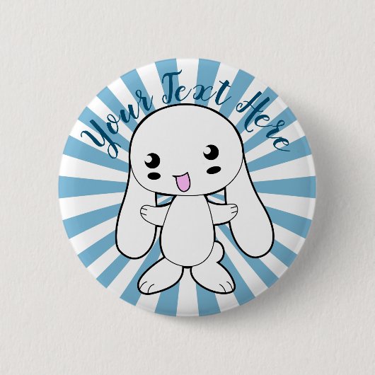 Kawaii Bunny's Hug Custom Button (Vorderseite)