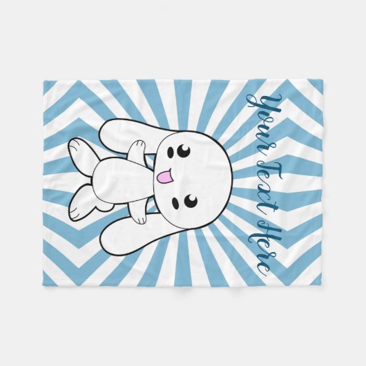 Kawaii Bunny's Hug Custom Fleecedecke (Vorderseite (Horizontal))