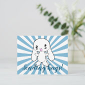 Kawaii Bunny's Hug Custom Postkarte (Stehend Vorderseite)