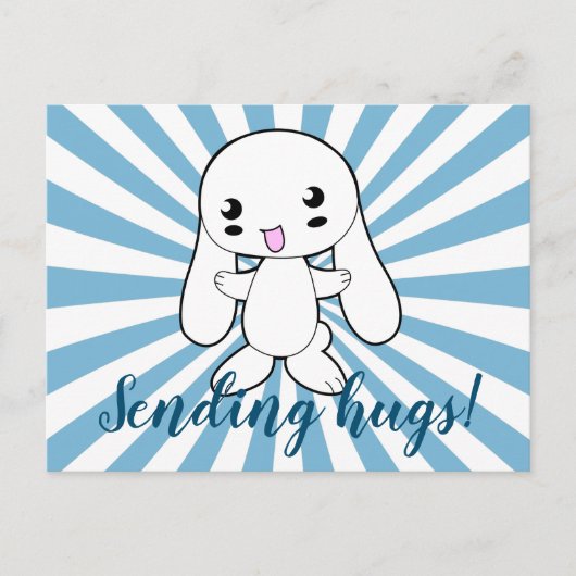 Kawaii Bunny's Hug Custom Postkarte (Vorderseite)
