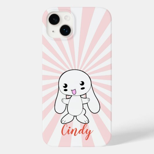 Kawaii Bunny's Hug Custom (Rosa) Case-Mate iPhone Hülle (Rückseite)