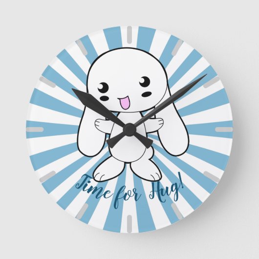Kawaii Bunny's Hug Custom Runde Wanduhr (Vorderseite)