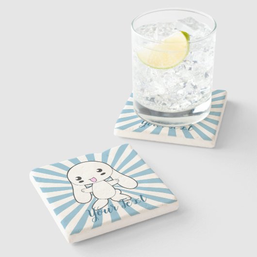 Kawaii Bunny's Hug Custom Steinuntersetzer (Seitenansicht)