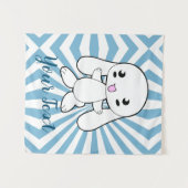 Kawaii Bunny's Hug Custom Wandteppich (Vorderseite (Horizontal))