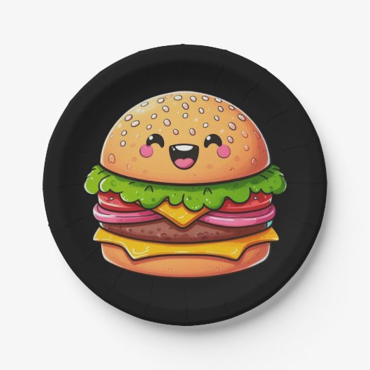 Kawaii Burger Delight Pappteller (Vorderseite)