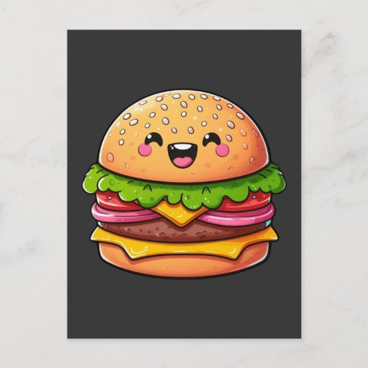 Kawaii Burger Delight Postkarte (Vorderseite)