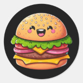 Kawaii Burger Delight Runder Aufkleber (Vorderseite)