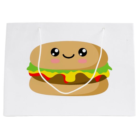 Kawaii-Burger Große Geschenktüte (Vorderseite)