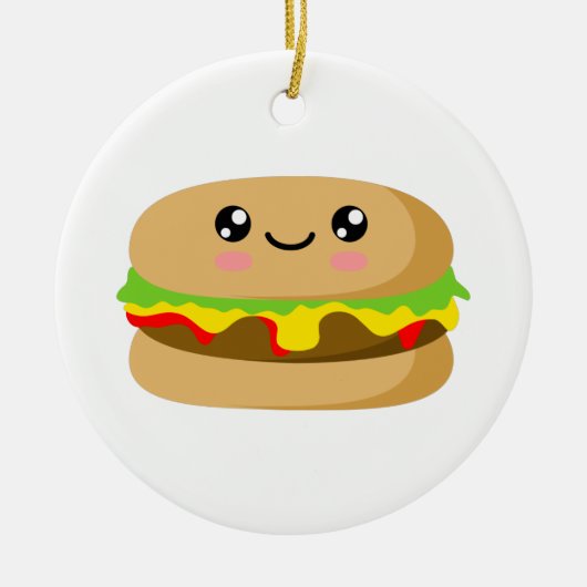 Kawaii Burger Keramik Ornament (Vorne)