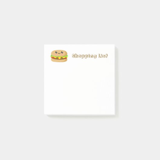 Kawaii Burger Post-it Klebezettel (Vorderseite)