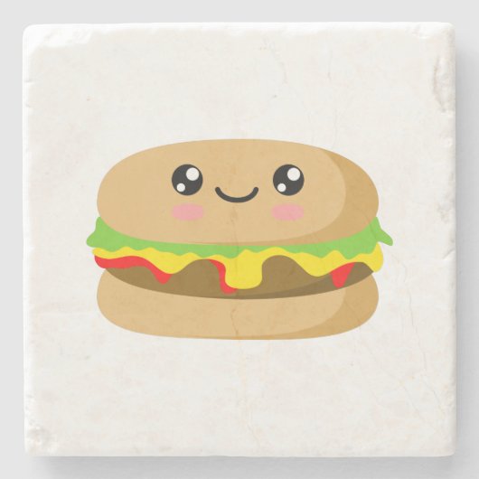 Kawaii Burger Steinuntersetzer (Vorderseite)