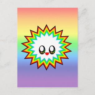 KAWAII BURST RAINBOW GLÜCKLICHES GESICHT POSTKARTE