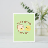 Kawaii Butter Brot Pub Liebe Freundschaftsangebot Postkarte (Stehend Vorderseite)