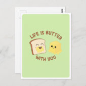 Kawaii Butter Brot Pub Liebe Freundschaftsangebot Postkarte (Vorne/Hinten)