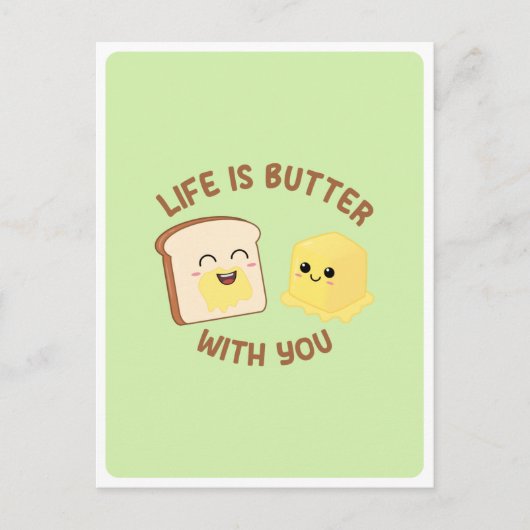 Kawaii Butter Brot Pub Liebe Freundschaftsangebot  Postkarte (Vorderseite)