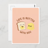 Kawaii Butter Brot Pub Liebe Freundschaftsangebot Postkarte (Vorne/Hinten)