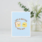 Kawaii Butter Brot Pub Liebe Freundschaftsangebot  Postkarte (Stehend Vorderseite)