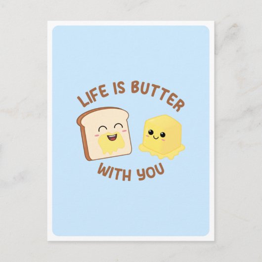 Kawaii Butter Brot Pub Liebe Freundschaftsangebot Postkarte (Vorderseite)
