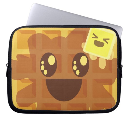 Kawaii Butter Waffle Frühstück Laptopschutzhülle (Vorderseite)