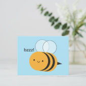 Kawaii Buzzy Bumble Bee Postkarte (Stehend Vorderseite)